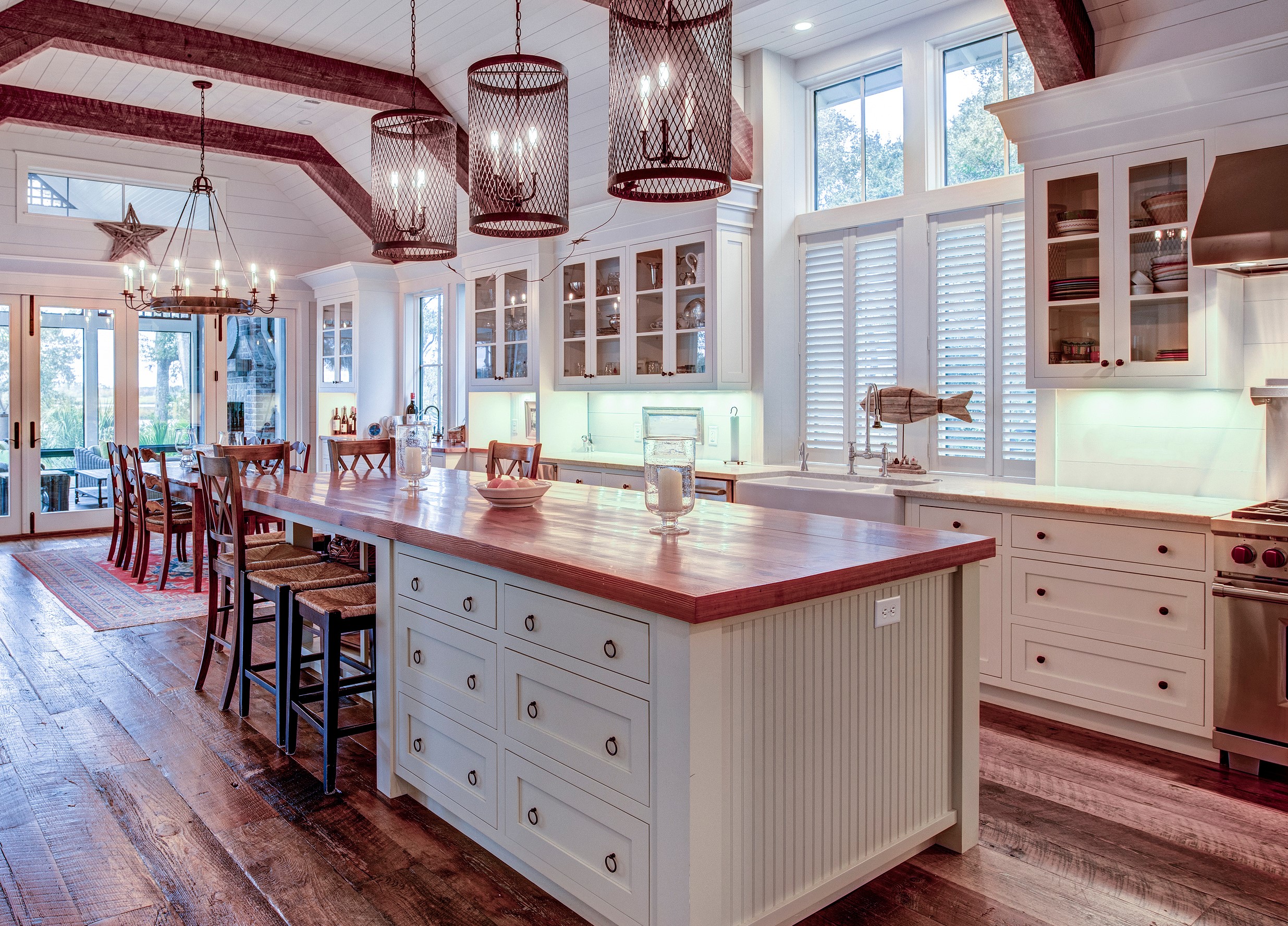 kitchen styled with glass kitchen cabinet doors