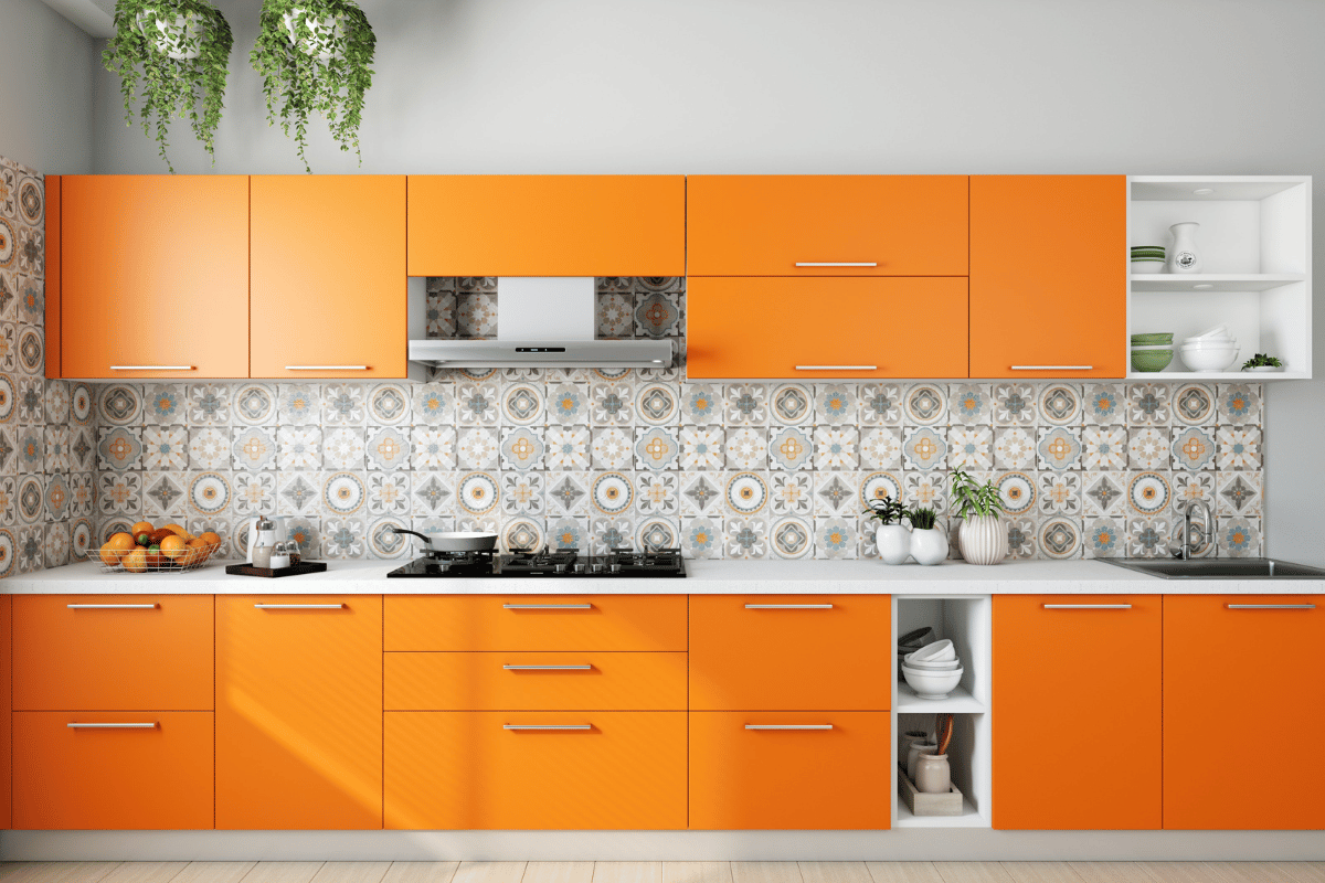 bright and bold painted cabinet doors