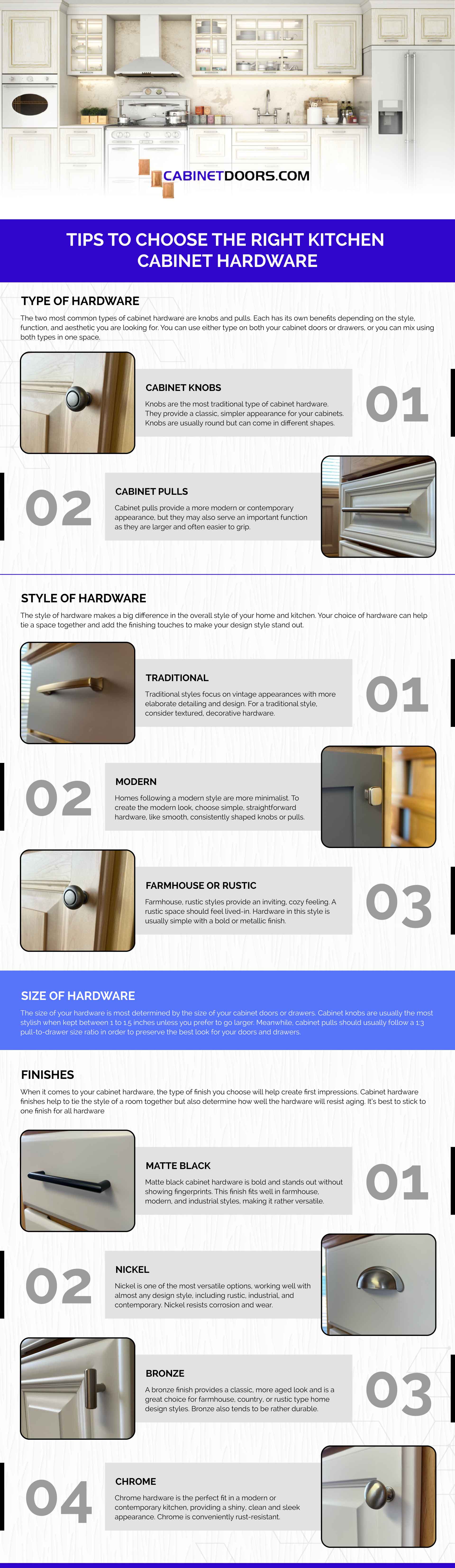 tips to choose cabinet hardware infographic