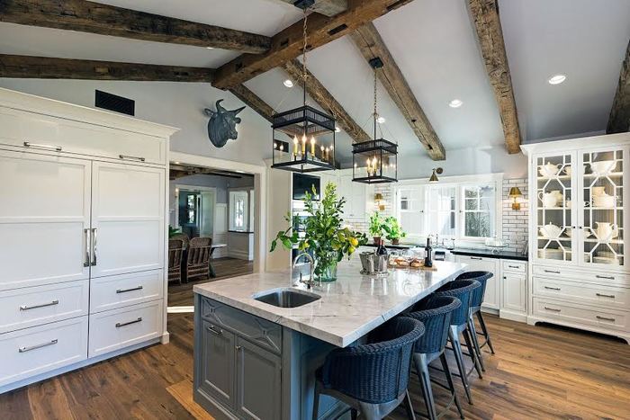 Kitchen With Mismatched Cabinets