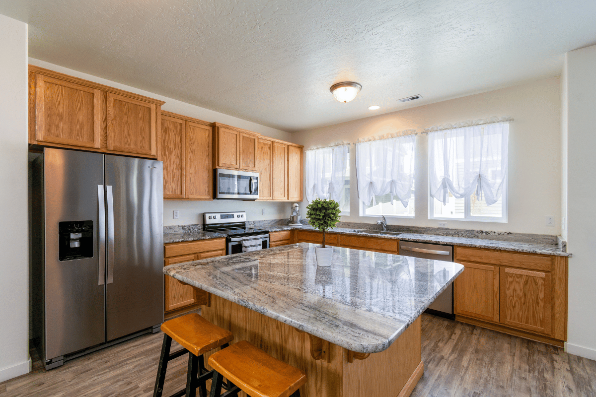 traditional kitchen with non-grain-match cabinet doors