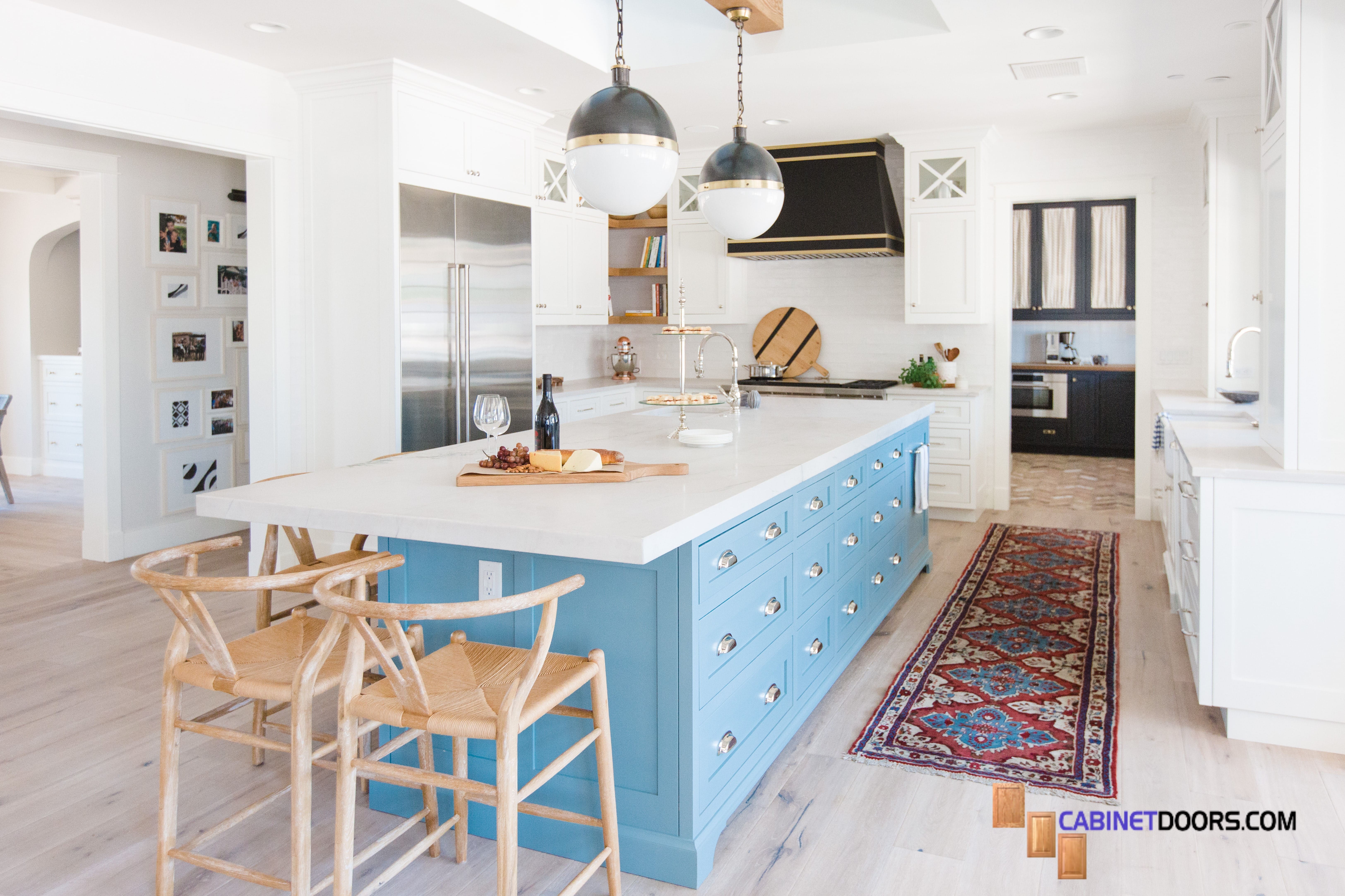 pops of color with modern white kitchen cabinets